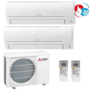 Mitsubishi MultiSplit Duo 2x 3,4 kW - 2x MSZ-HR35VFK2 -...
