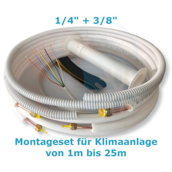 Montage Set für Klimaanlage Kältemittelleitung 1/4"+ 3/8", 1 - 25 Meter 8 m