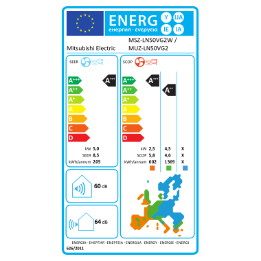 Mitsubishi Diamond MSZ-LN50VG2 5,0 kW WiFi - 4 Farben