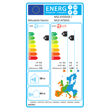 Mitsubishi MSZ-AY50VGK 5,0 kW WiFi mit Montageset Optional
