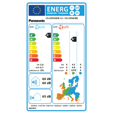 Panasonic Multisplit Etherea 2x 3,5 kW + CU-2Z50CBE - Farbe zur Auswahl