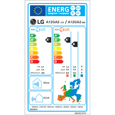 LG Artcool Gallery LCD A12GA2 3,7 kW mit Montageset