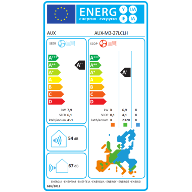 AUX Multisplit C-Smart White 1x 2,64 kW + 2x 3,52 kW + AUX-M3-27