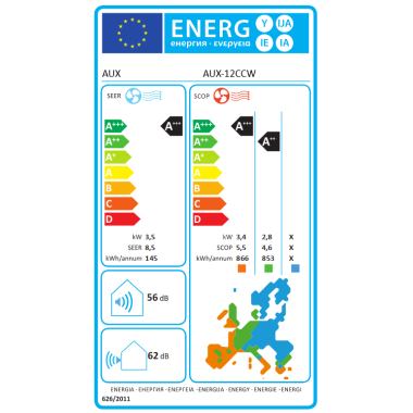 Klimaanlage AUX C-Smart Premium Crystal AUX-12CCW 3,5 kW optional Quick Connect Set